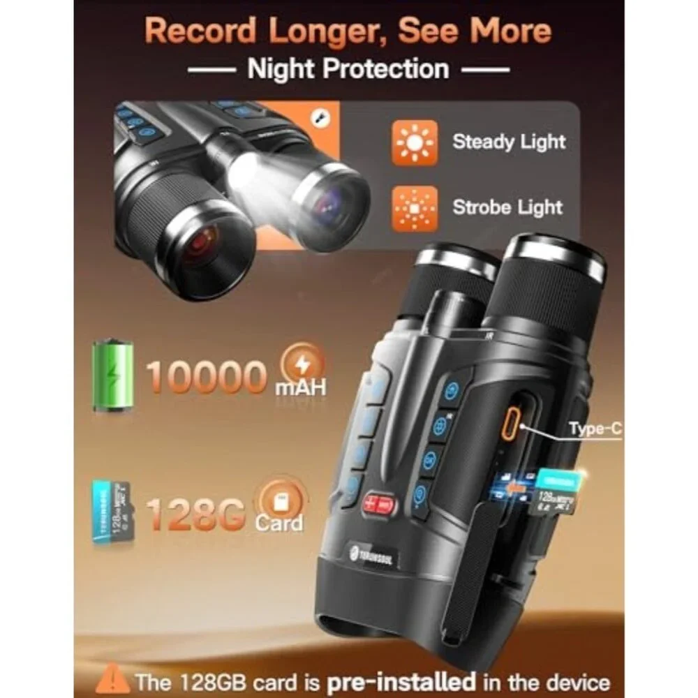 Night Vision Goggles - Smart APP 4K Night Vision Binoculars, 10000mAh Battery, 1